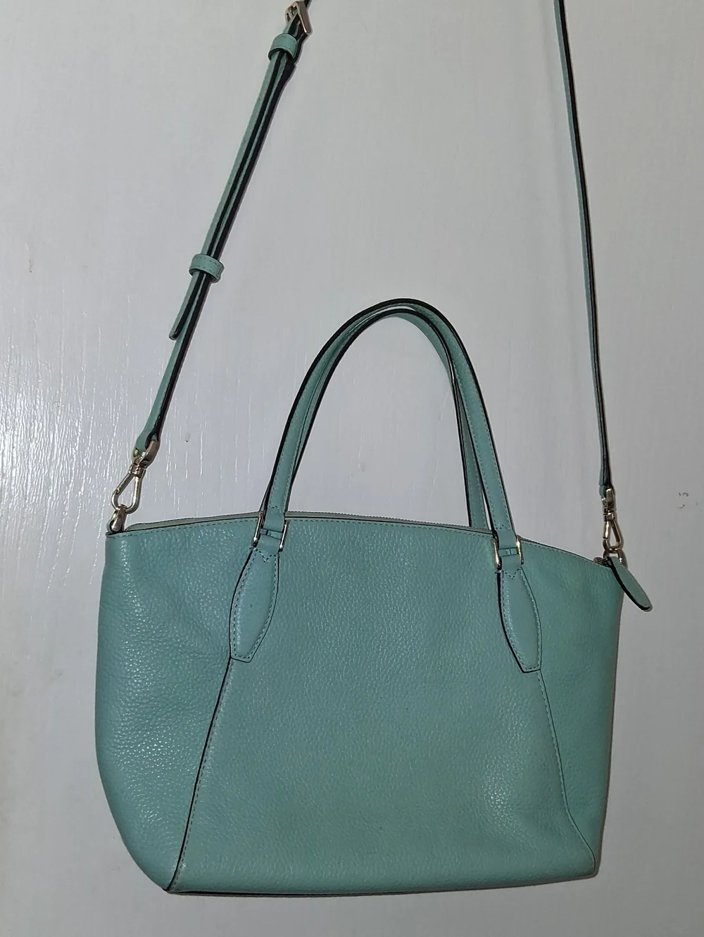 Kate‎ Spade Monica Satchel /Crossbody Handbag Tiffany Blue Pebbled Leather EUC